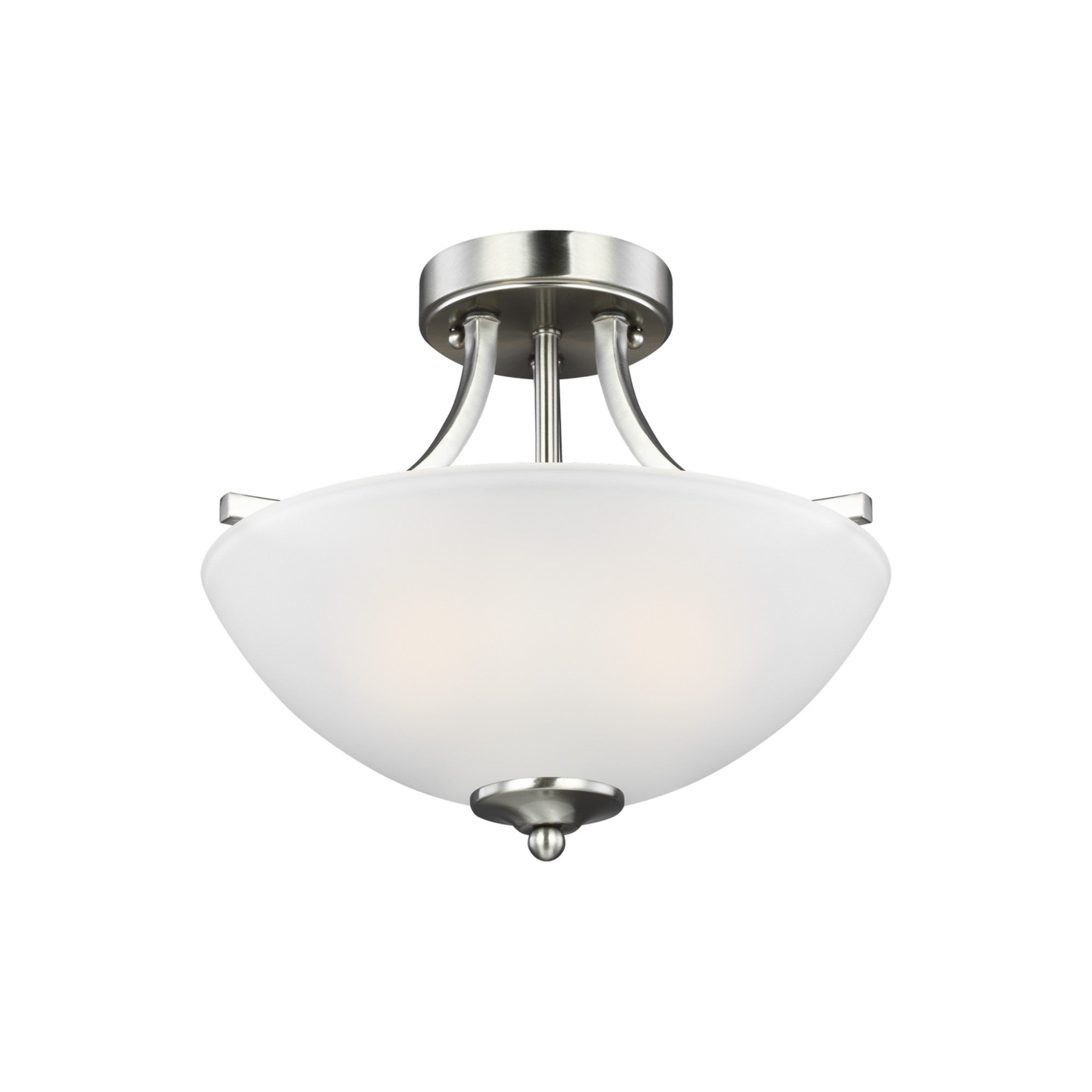 Geary 14" Small 2-Light LED Semi-Flush Convertible Pendant, Brushed Nickel Finish - Bees Lighting