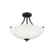 Geary 19" Medium 3-Light Semi-Flush Convertible Pendant, Bronze Finish - Bees Lighting