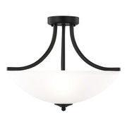 Geary 19" Medium 3-Light Semi-Flush Convertible Pendant, Midnight Black Finish - Bees Lighting