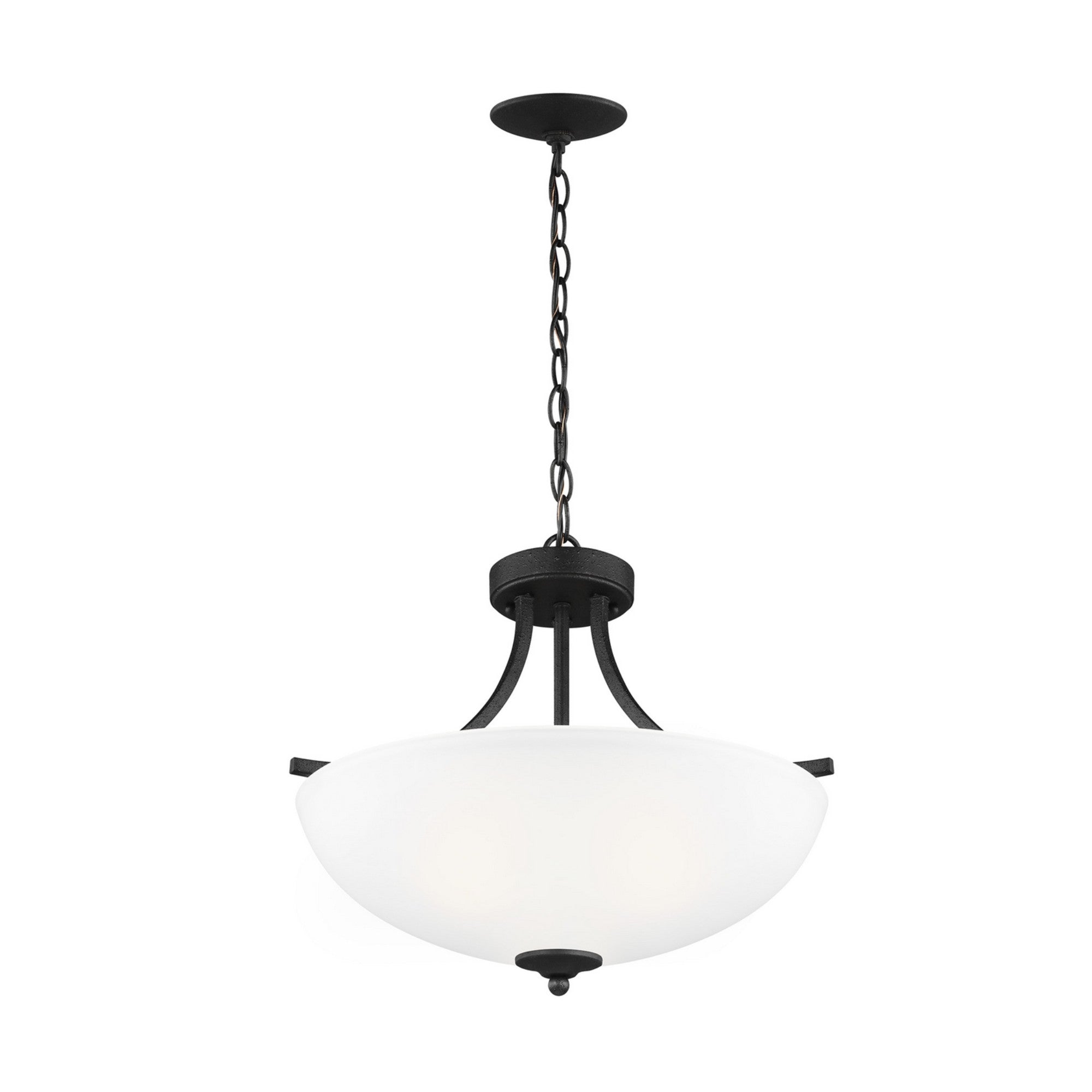 Geary 19" Medium 3-Light LED Semi-Flush Convertible Pendant, Midnight Black Finish - Bees Lighting