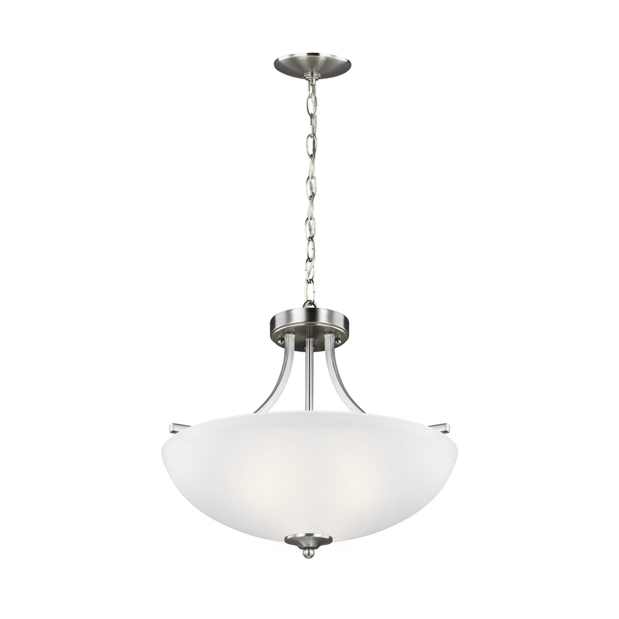 Geary 19" Medium 3-Light LED Semi-Flush Convertible Pendant, Brushed Nickel Finish - Bees Lighting