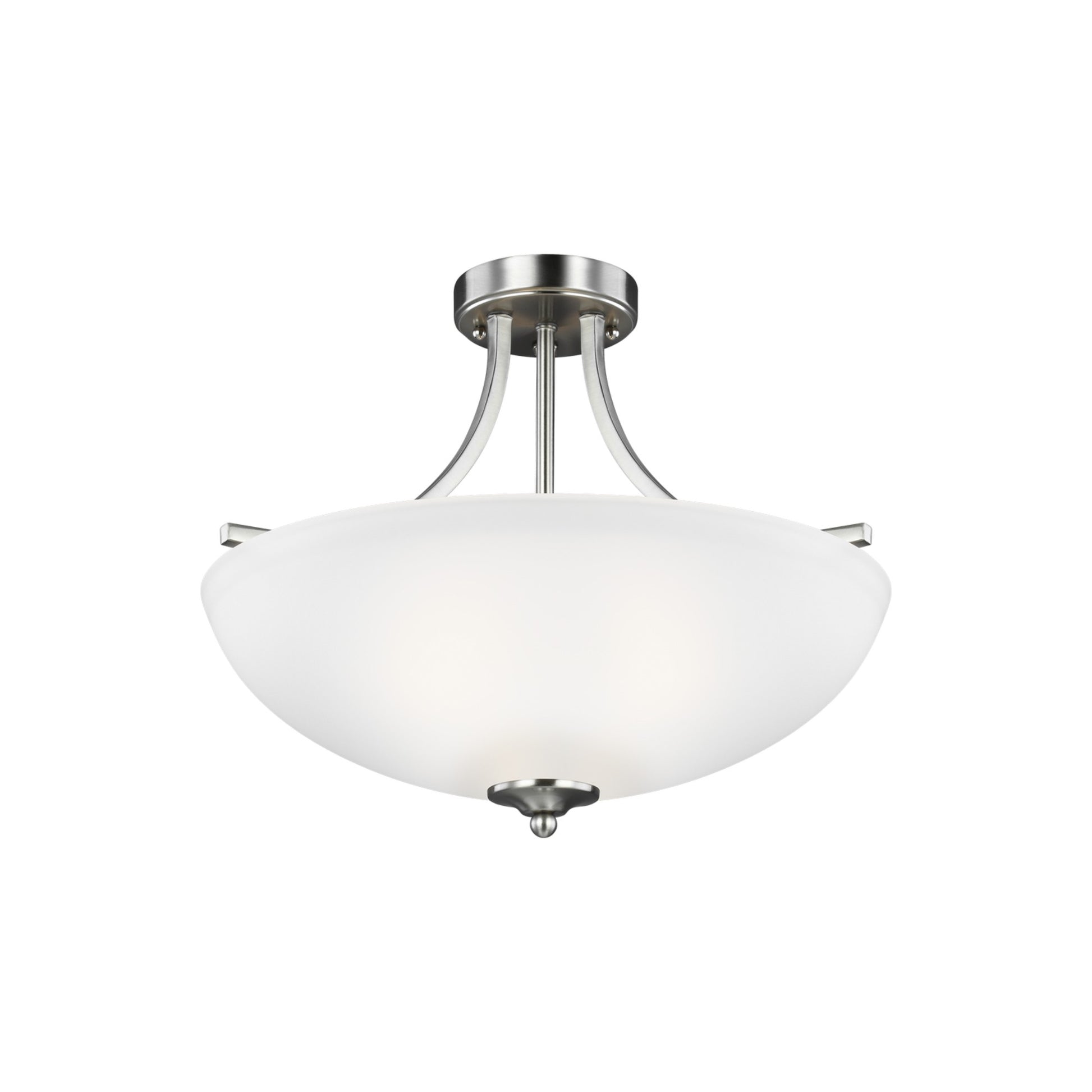 Geary 19" Medium 3-Light LED Semi-Flush Convertible Pendant, Brushed Nickel Finish - Bees Lighting