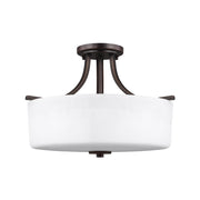 Canfield 16" 3-Light LED Semi Flush Mount, Bronze Finish - Bees Lighting