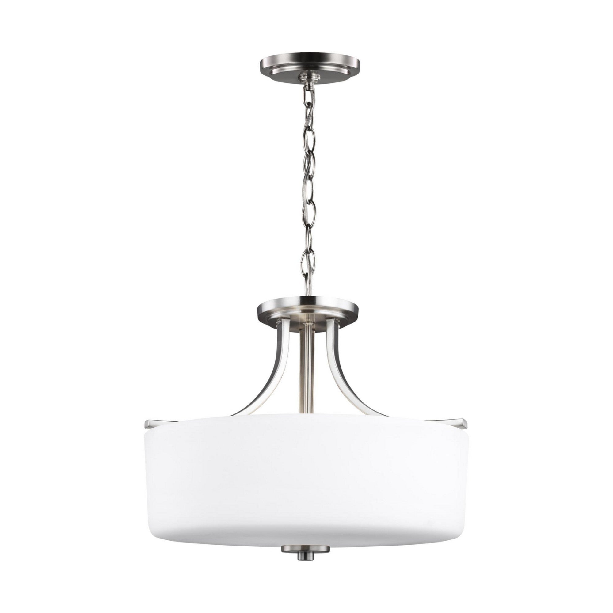 Canfield 16" 3-Light LED Semi Flush Mount, Brushed Nickel Finish - Bees Lighting