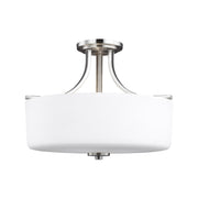 Canfield 16" 3-Light LED Semi Flush Mount, Brushed Nickel Finish - Bees Lighting