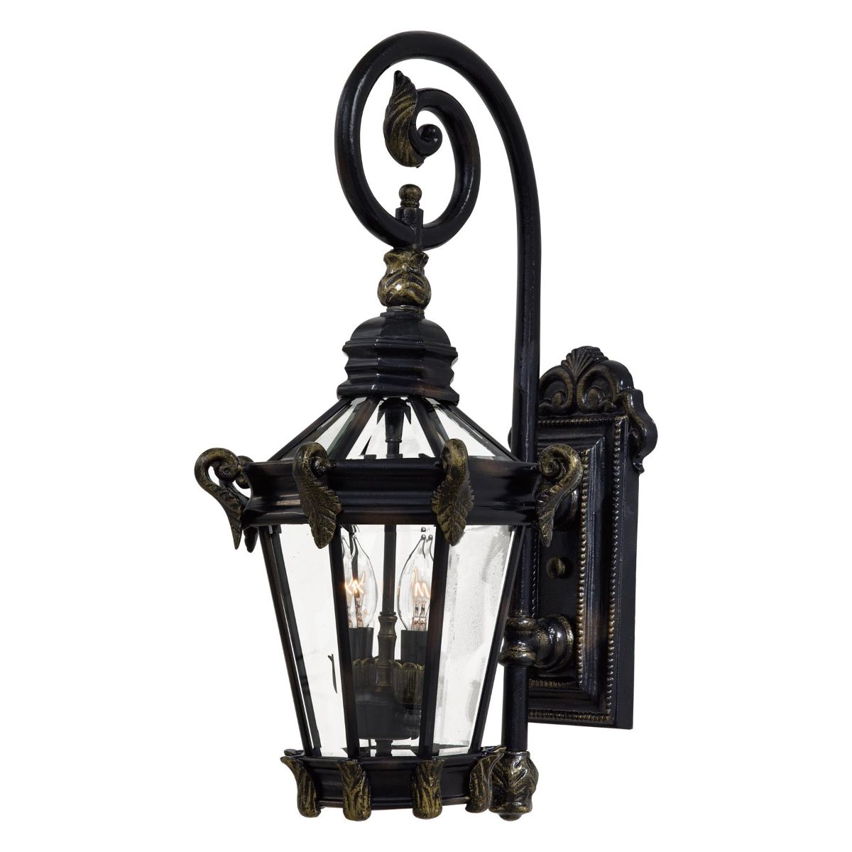 Stratford Hall 25 in. 2 Lights Outdoor Wall Lantern Heritage & Gold Finish
