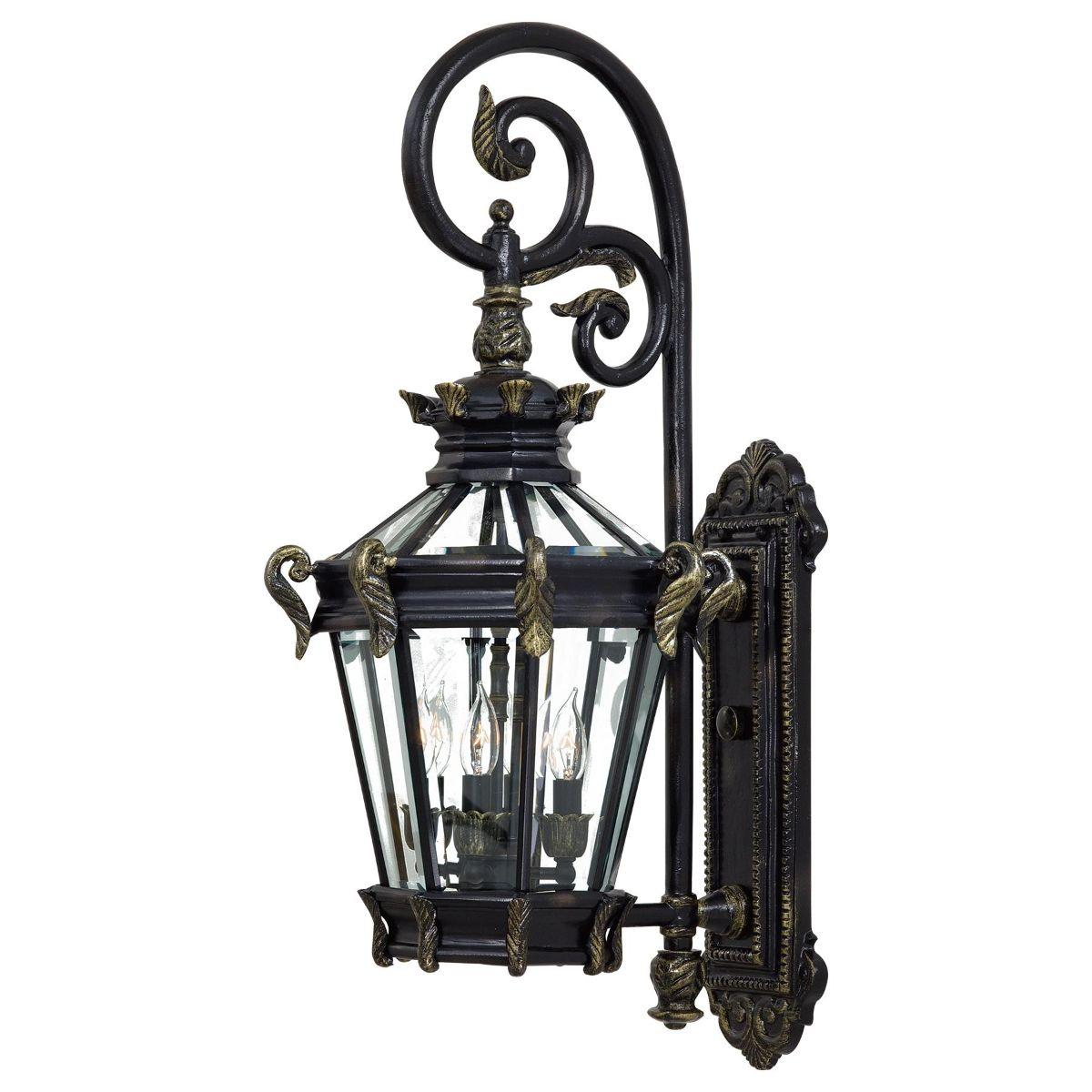 Stratford Hall 34 in. 4 Lights Outdoor Wall Lantern Heritage & Gold Finish