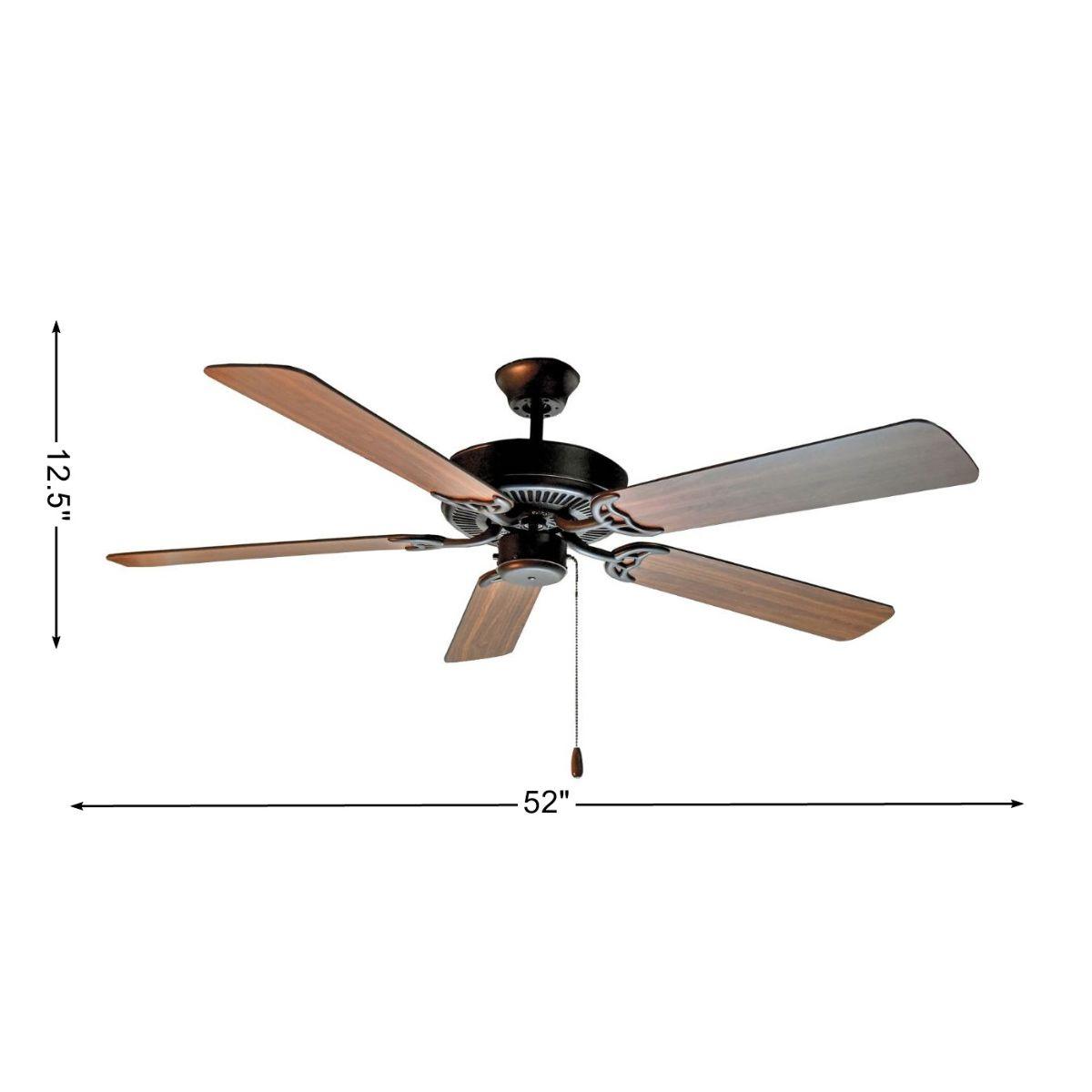 Basic Max 52 Inch Ceiling Fan With Pull Chain, Downrod or Flush Mount