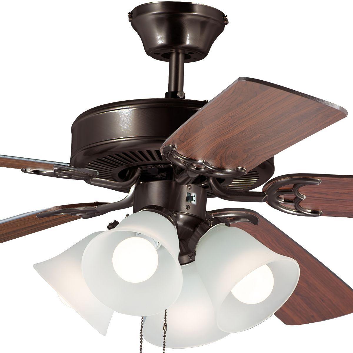 Basic Max 52 Inch Ceiling Fan With Light, Downrod or Flush Mount, Pull Chain Included
