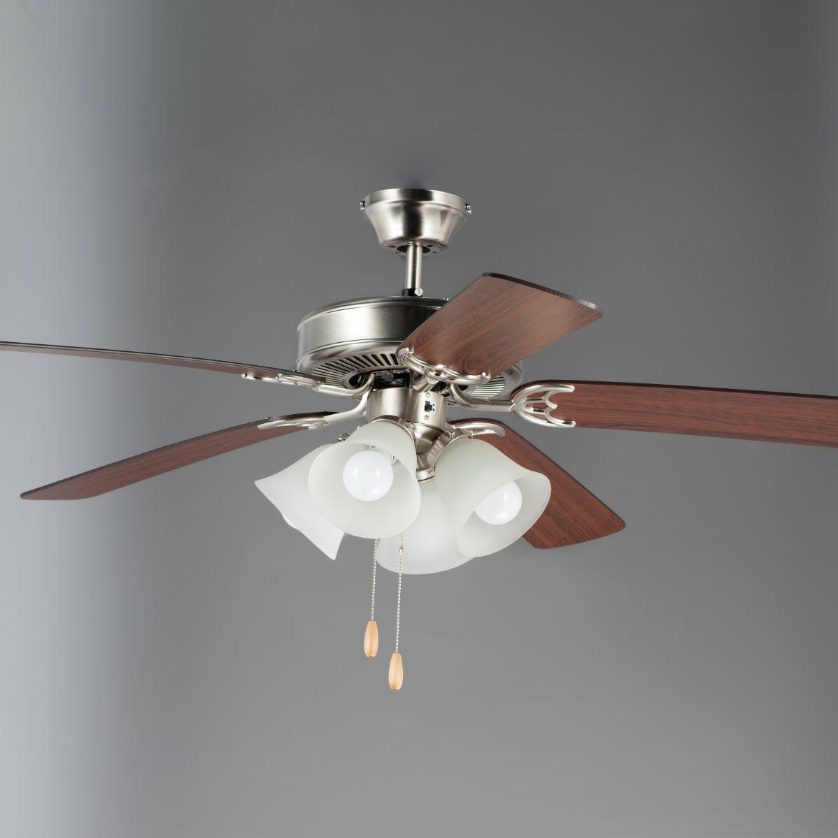 Basic Max 52 Inch Ceiling Fan With Light, Downrod or Flush Mount, Pull Chain Included - Bees Lighting