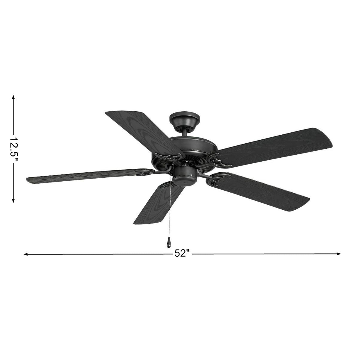 Basic Max 52 Inch 5 Blades Outdoor Ceiling Fan, Wet Rated, Downrod or Flush Mount