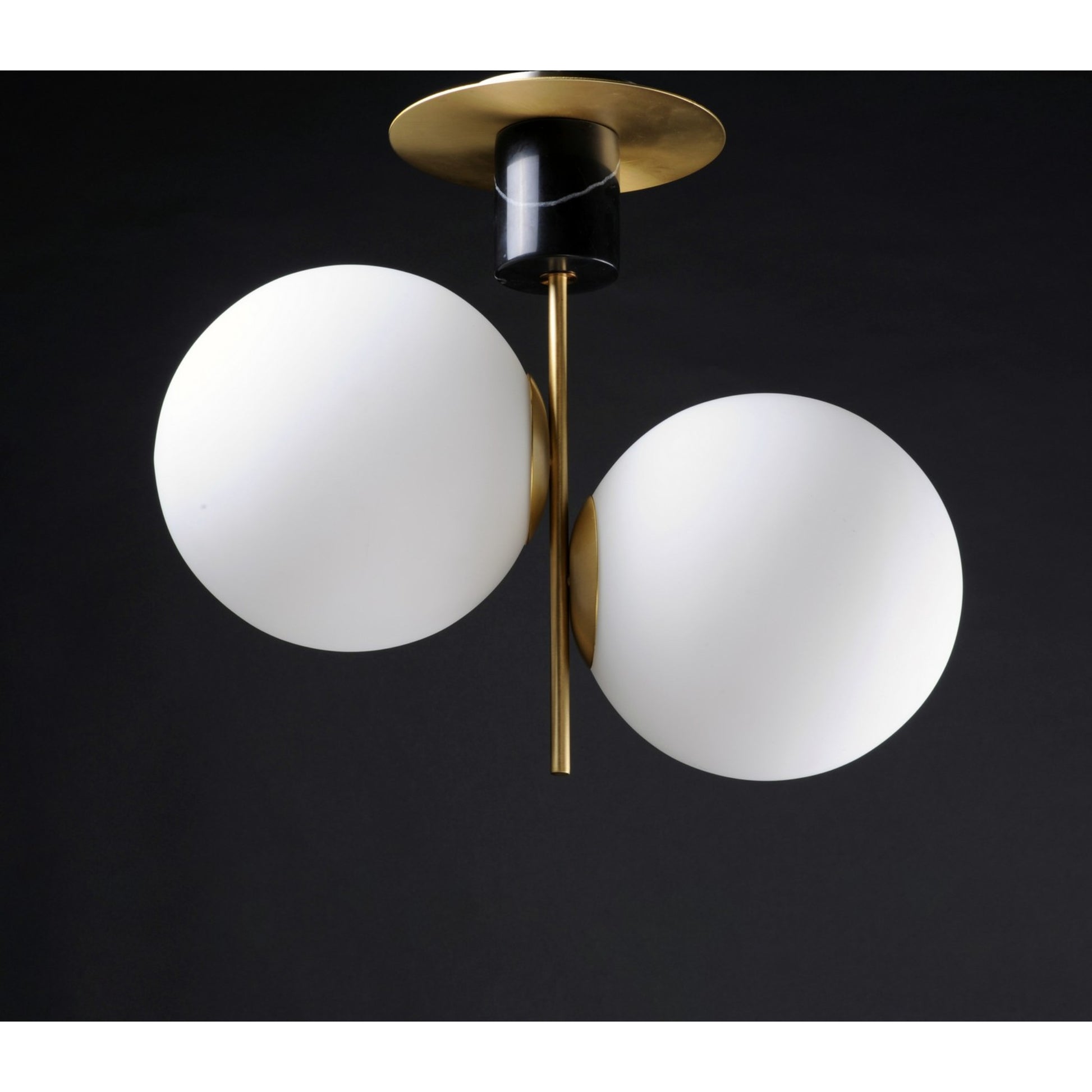 Vesper 20" 2-Light Semi-Flush Mount, Satin Brass & Black Finish - Bees Lighting
