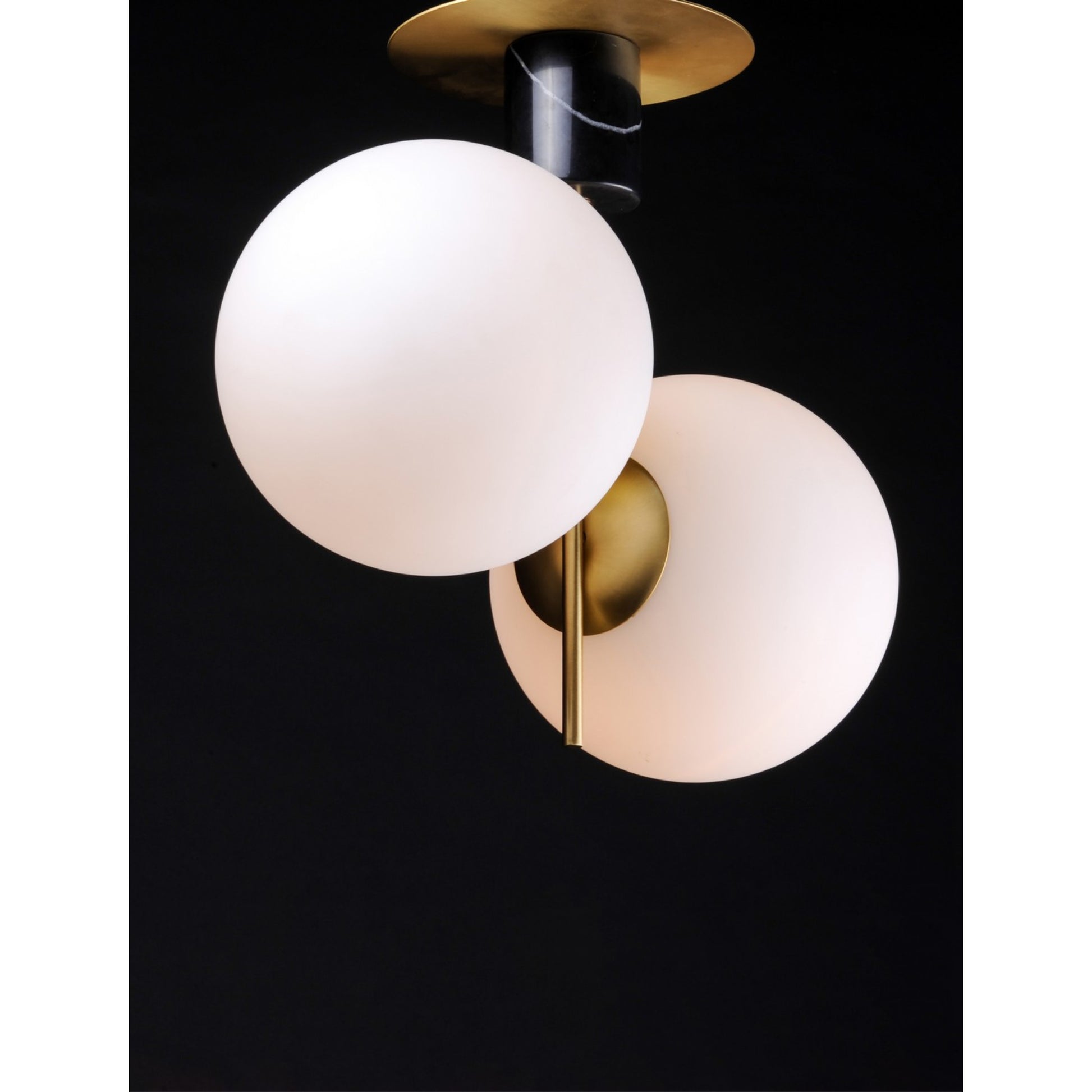 Vesper 20" 2-Light Semi-Flush Mount, Satin Brass & Black Finish - Bees Lighting