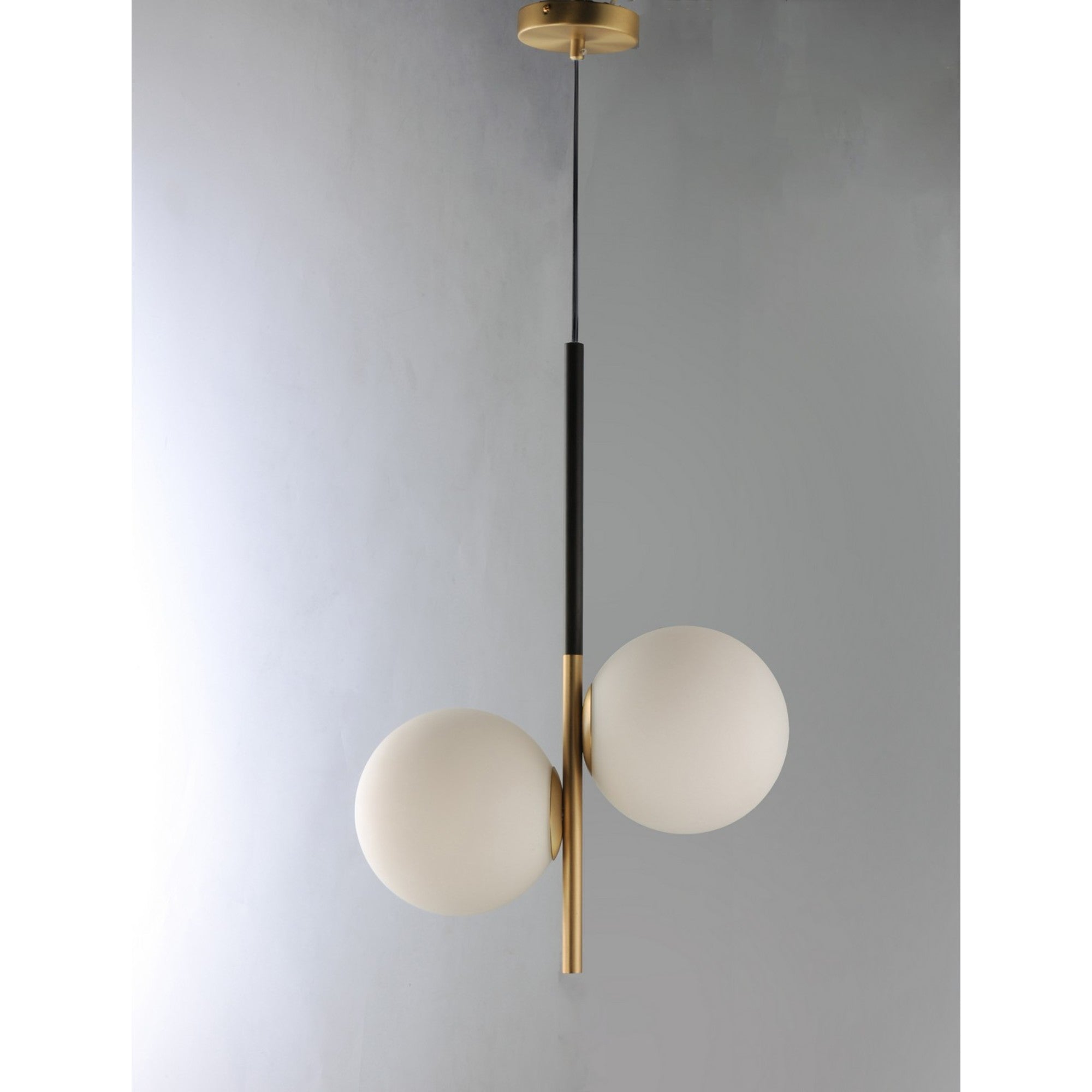 Vesper 24" 2-Light Pendant, Satin Brass & Black Finish - Bees Lighting