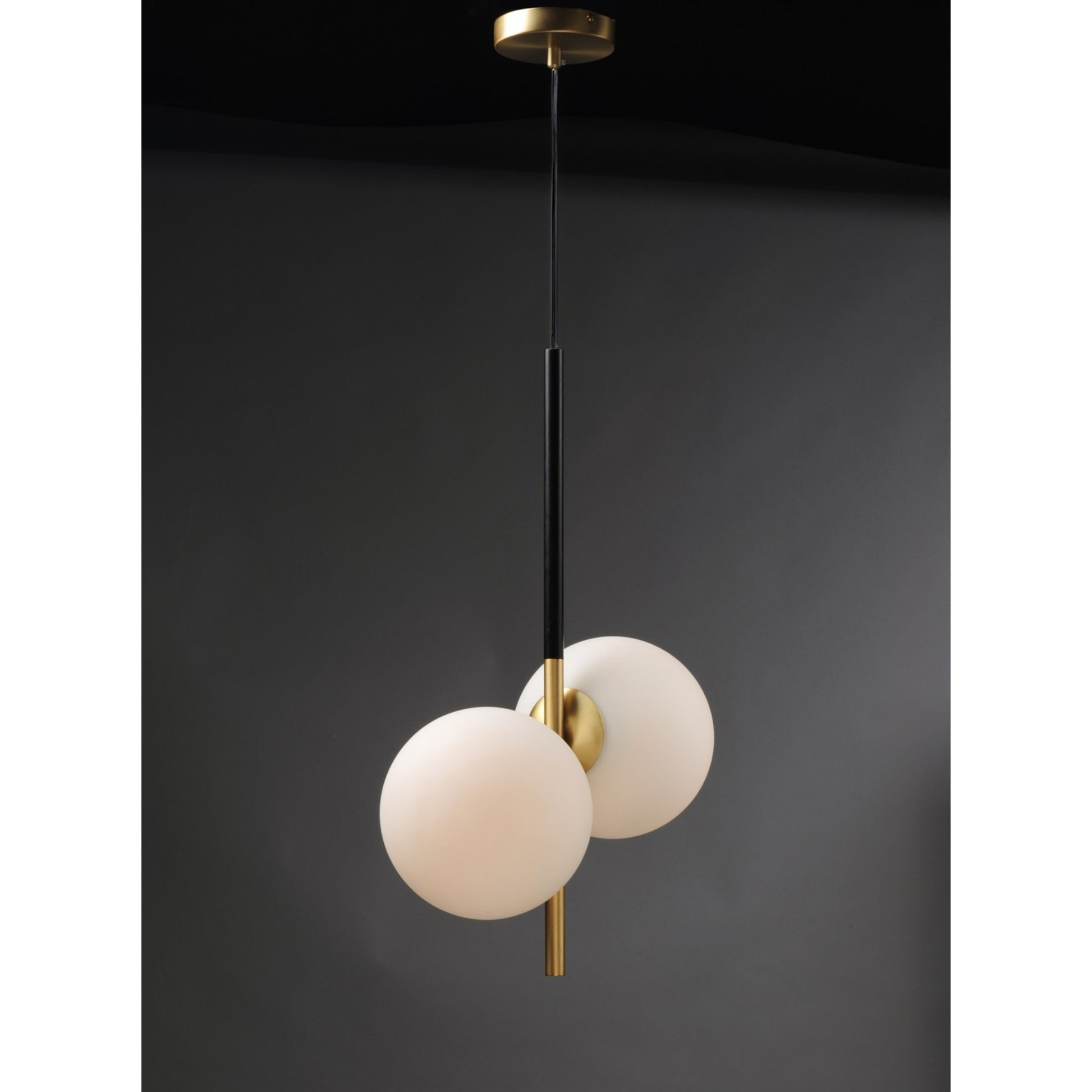 Vesper 24" 2-Light Pendant, Satin Brass & Black Finish - Bees Lighting