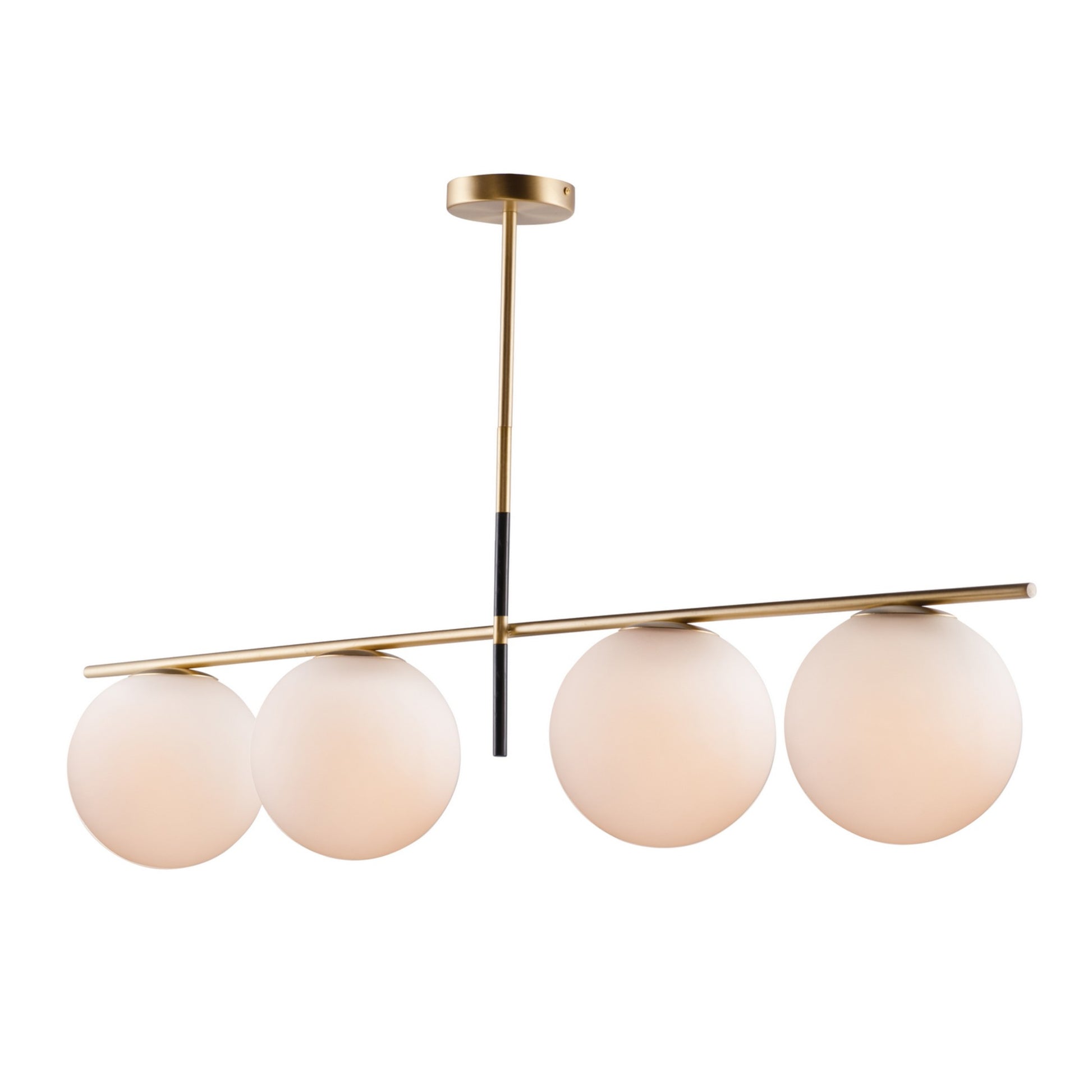 Vesper 48" 4-Light Pendant, Satin Brass & Black Finish - Bees Lighting