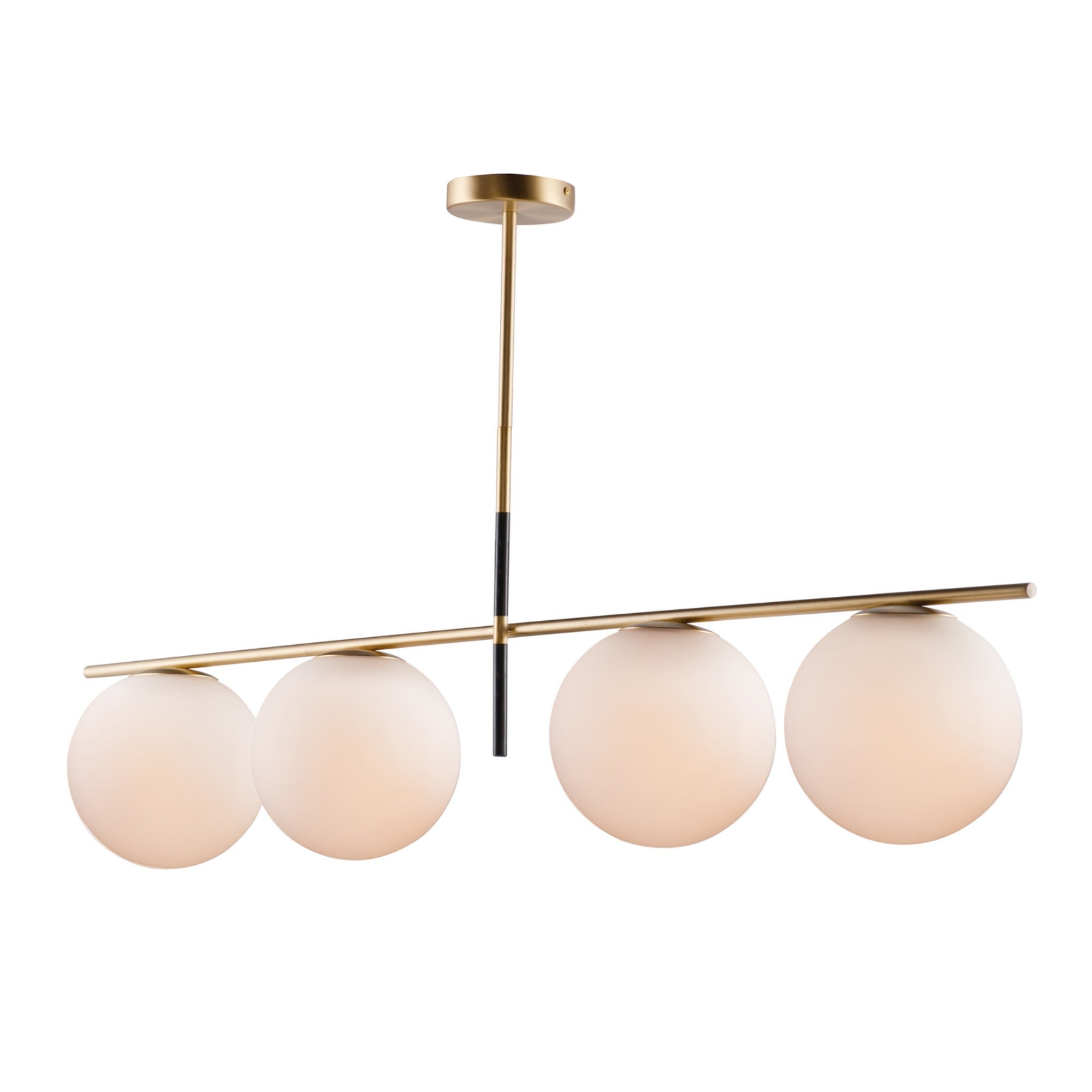 Vesper 48" 4-Light Pendant, Satin Brass & Black Finish - Bees Lighting