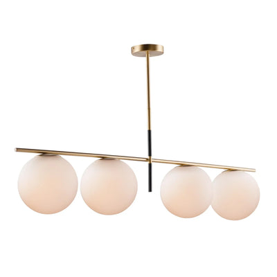 Maxim Vesper 47.5 in. 4-Light Pendant, Satin Brass & Black with Satin White Glass Globes