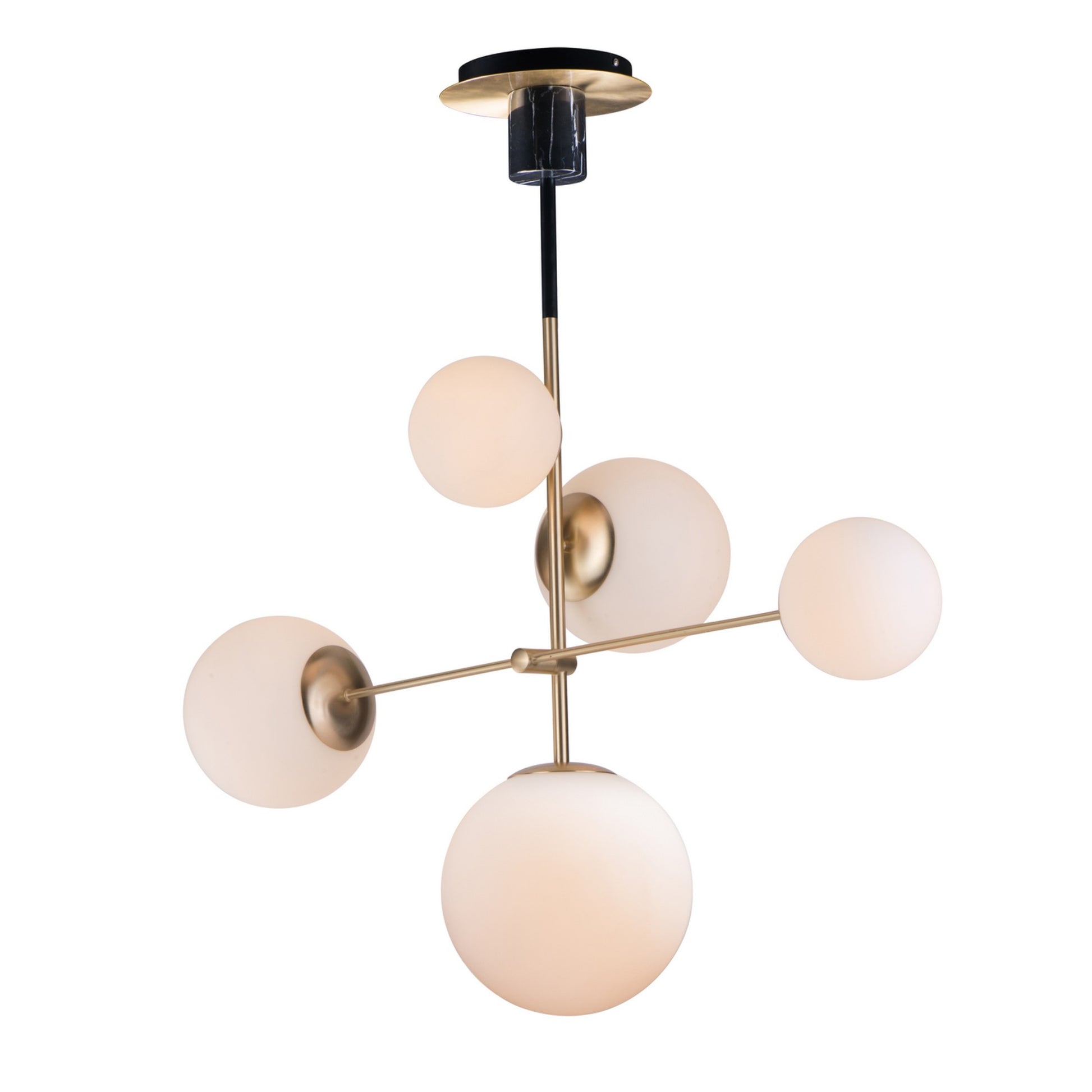 Vesper 38" 5-Light pendant, Satin Brass & Black Finish - Bees Lighting