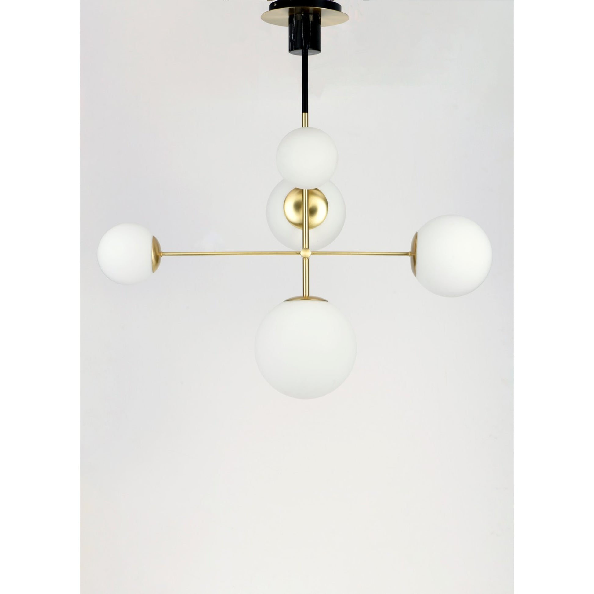 Vesper 38" 5-Light pendant, Satin Brass & Black Finish - Bees Lighting