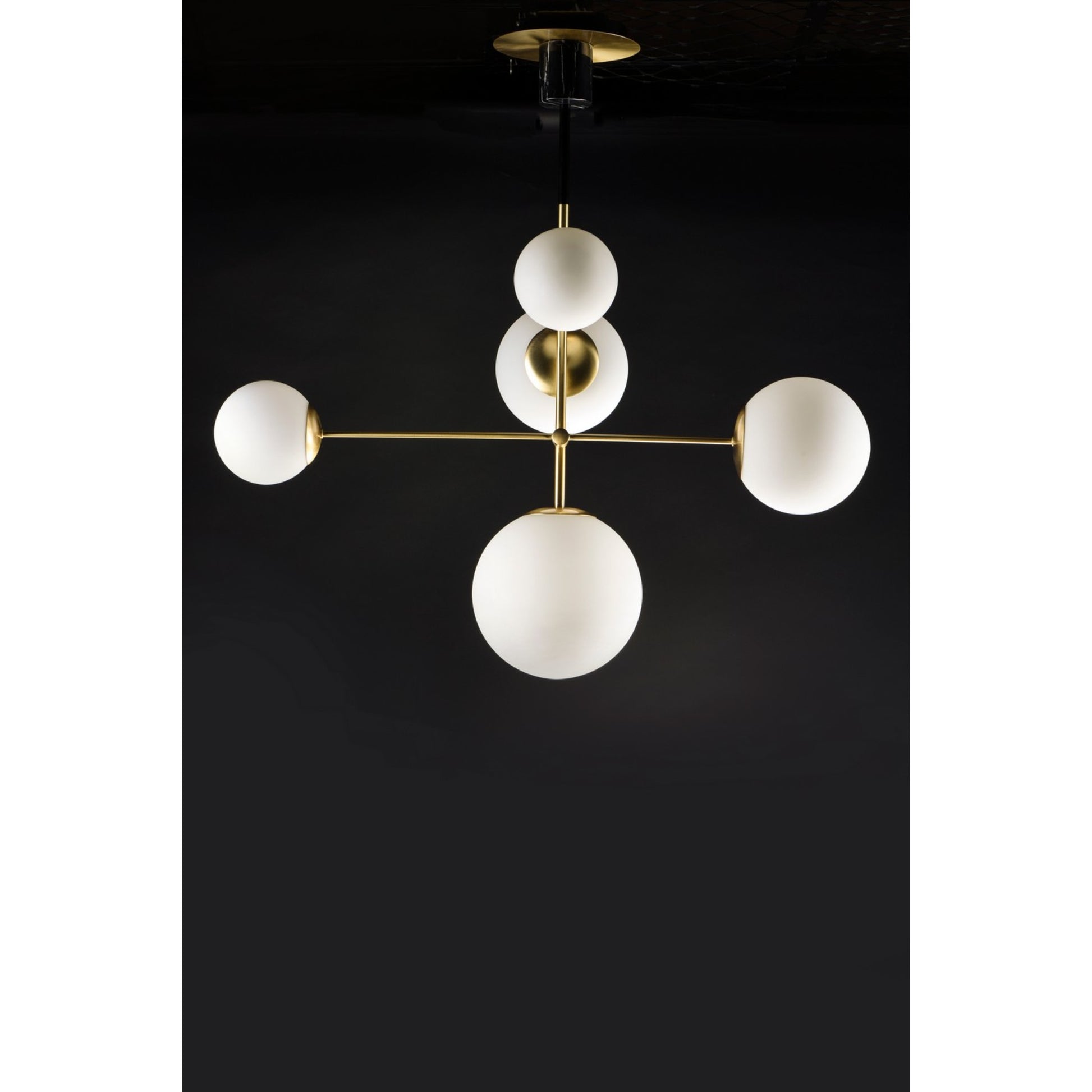 Vesper 38" 5-Light pendant, Satin Brass & Black Finish - Bees Lighting