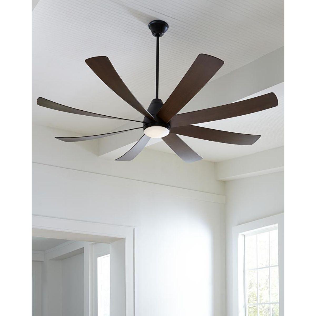 Kingston 72 Inch Matte Black  Windmill Outdoor Ceiling Fan With Light And Remote, 8 Blades