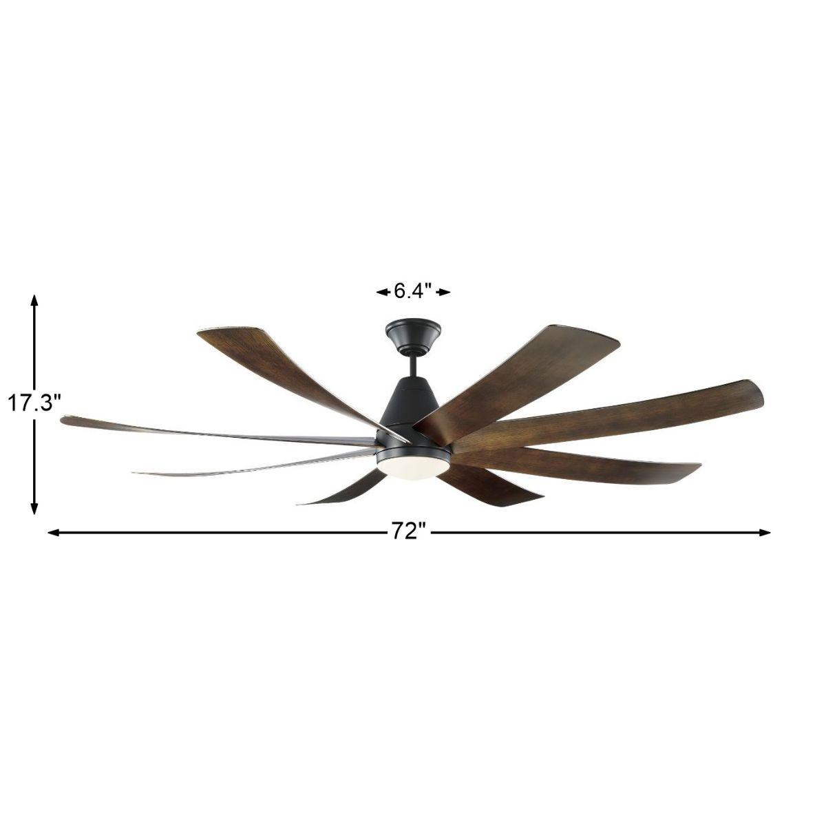 Kingston 72 Inch Matte Black  Windmill Outdoor Ceiling Fan With Light And Remote, 8 Blades