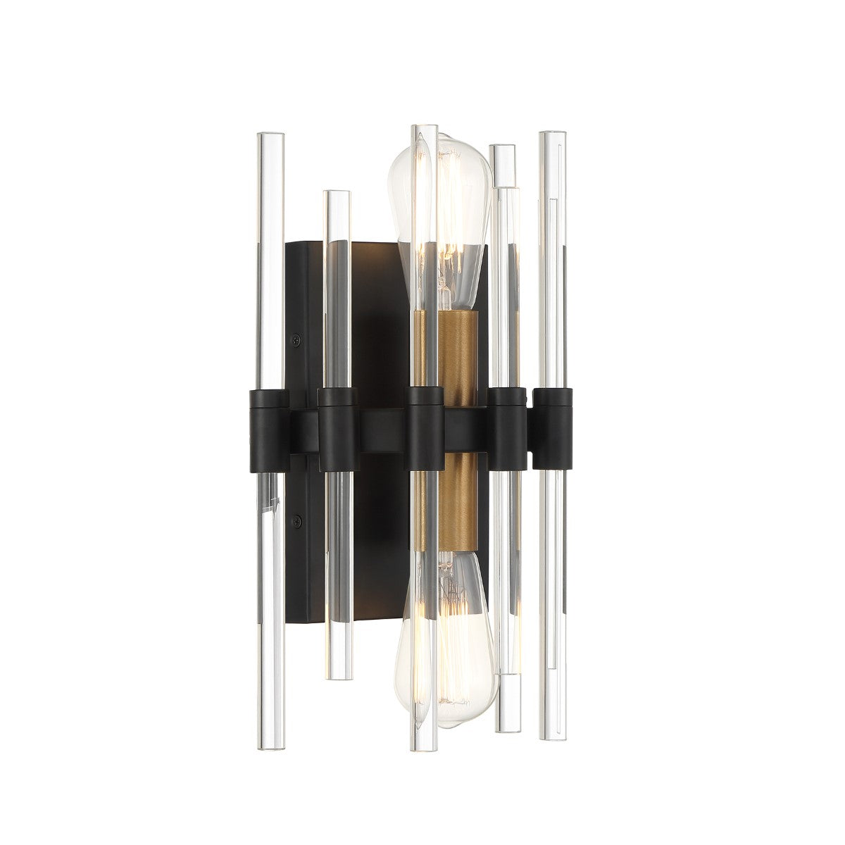 Santiago 13 in. 2 Lights Flush Mount Sconce Matte Black with Warm Brass Accents Finish