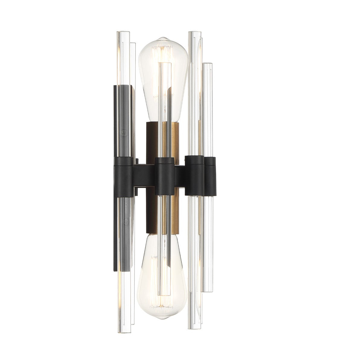 Santiago 13 in. 2 Lights Flush Mount Sconce Matte Black with Warm Brass Accents Finish - Bees Lighting