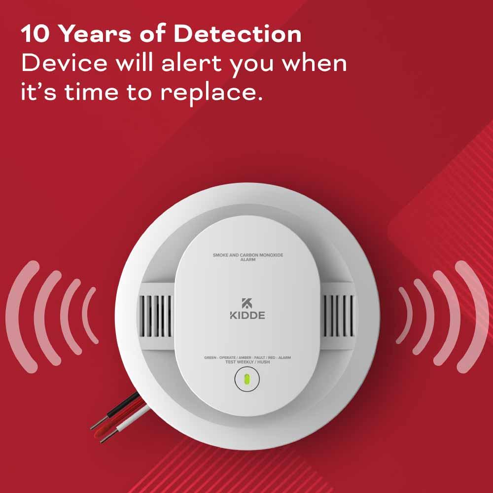 Smoke & Carbon Monoxide Detector Photoelectric/Electrochemical Sensor Hardwired with AA Battery