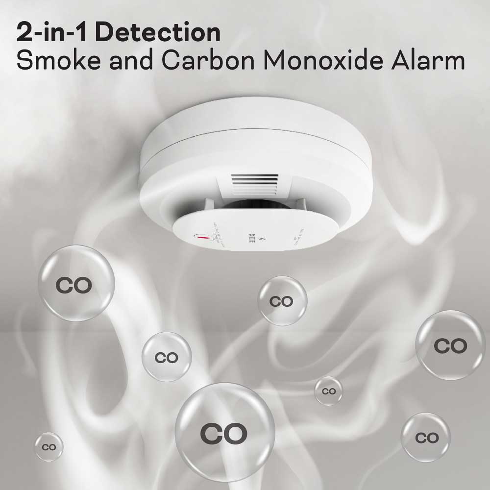 Smoke & Carbon Monoxide Detector Photoelectric/Electrochemical Sensor Battery Powered
