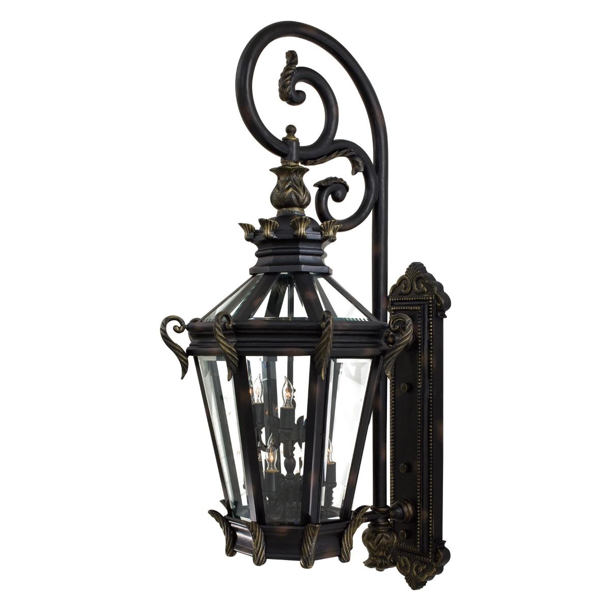 Stratford Hall 63 in. 9 Lights Outdoor Wall Lantern Heritage & Gold Finish