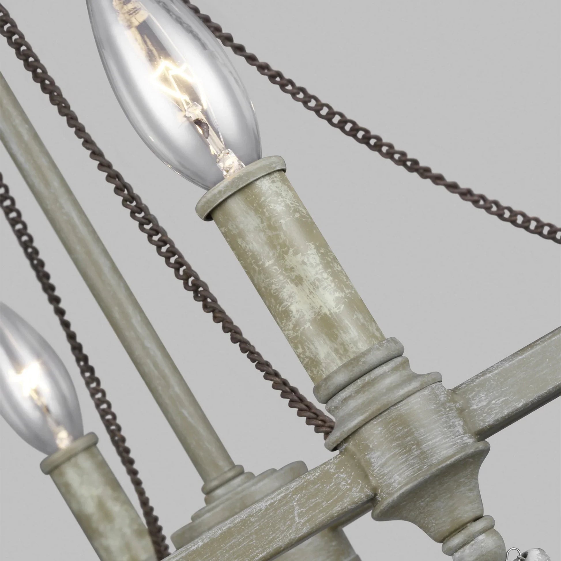 Visual Comfort Studio - Beverly 24" 4-Light Small Chandelier, Distressed White Wood Finish | Bees Lighting