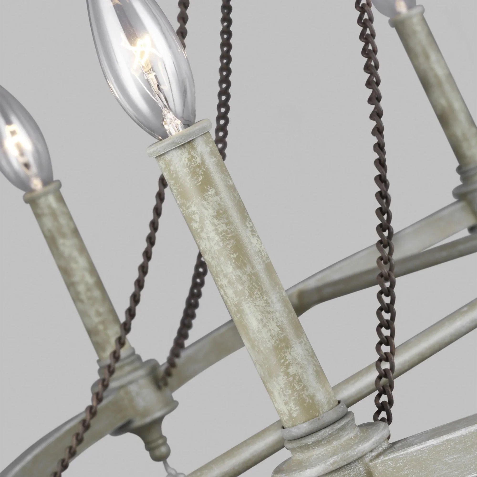 Visual Comfort Studio - Beverly 45" 8-Light Large Chandelier, Distressed White Wood Finish | Bees Lighting