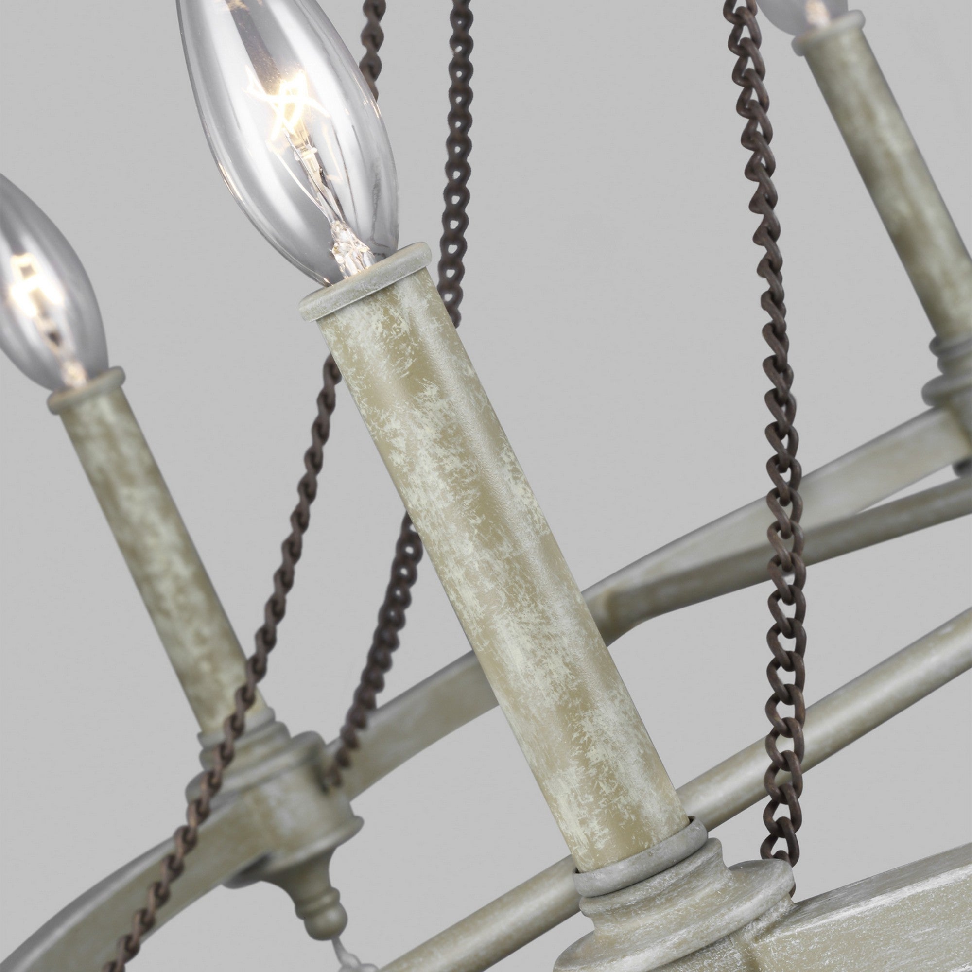 Beverly 45" 8-Light Large Chandelier, Distressed White Wood Finish - Bees Lighting