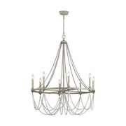 Beverly 45" 8-Light Large Chandelier, Distressed White Wood Finish - Bees Lighting