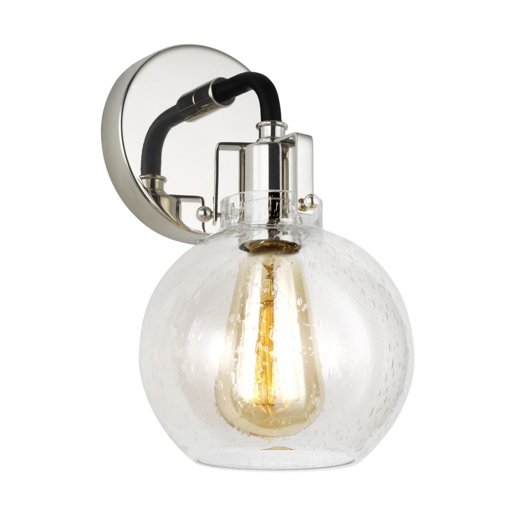 Clara 10" Bath Wall Sconce, Polished Nickel & Textured Black Finish - Bees Lighting