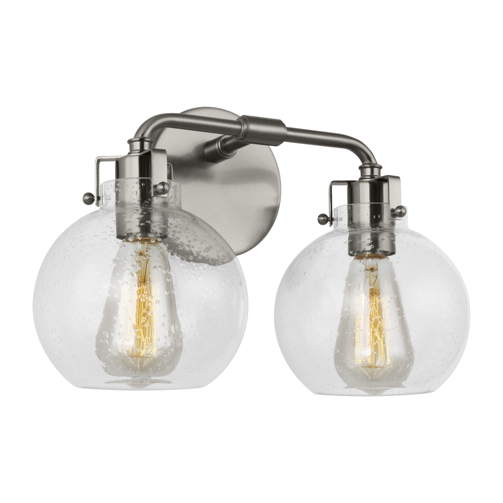 Clara 15" 2-Light Bathroom Vanity, Polished Nickel & Textured Black Finish - Bees Lighting