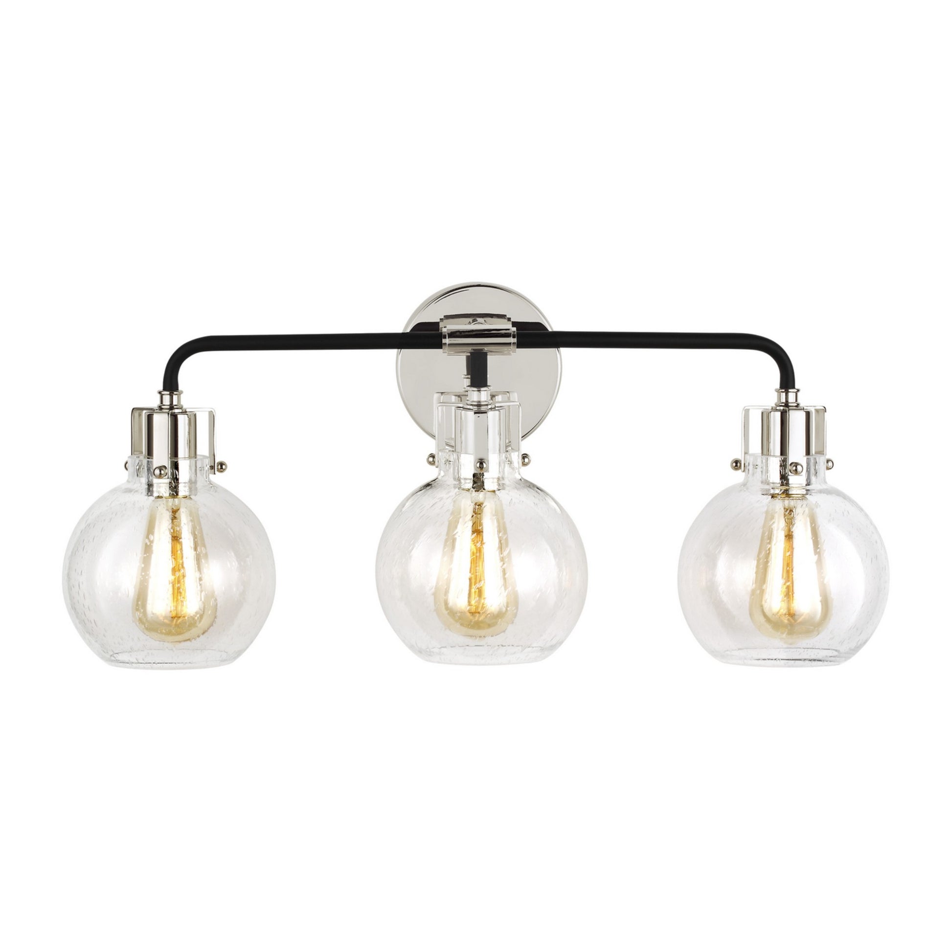 Clara 24" 3-Light Bathroom Vanity, Polished Nickel & Textured Black Finish - Bees Lighting