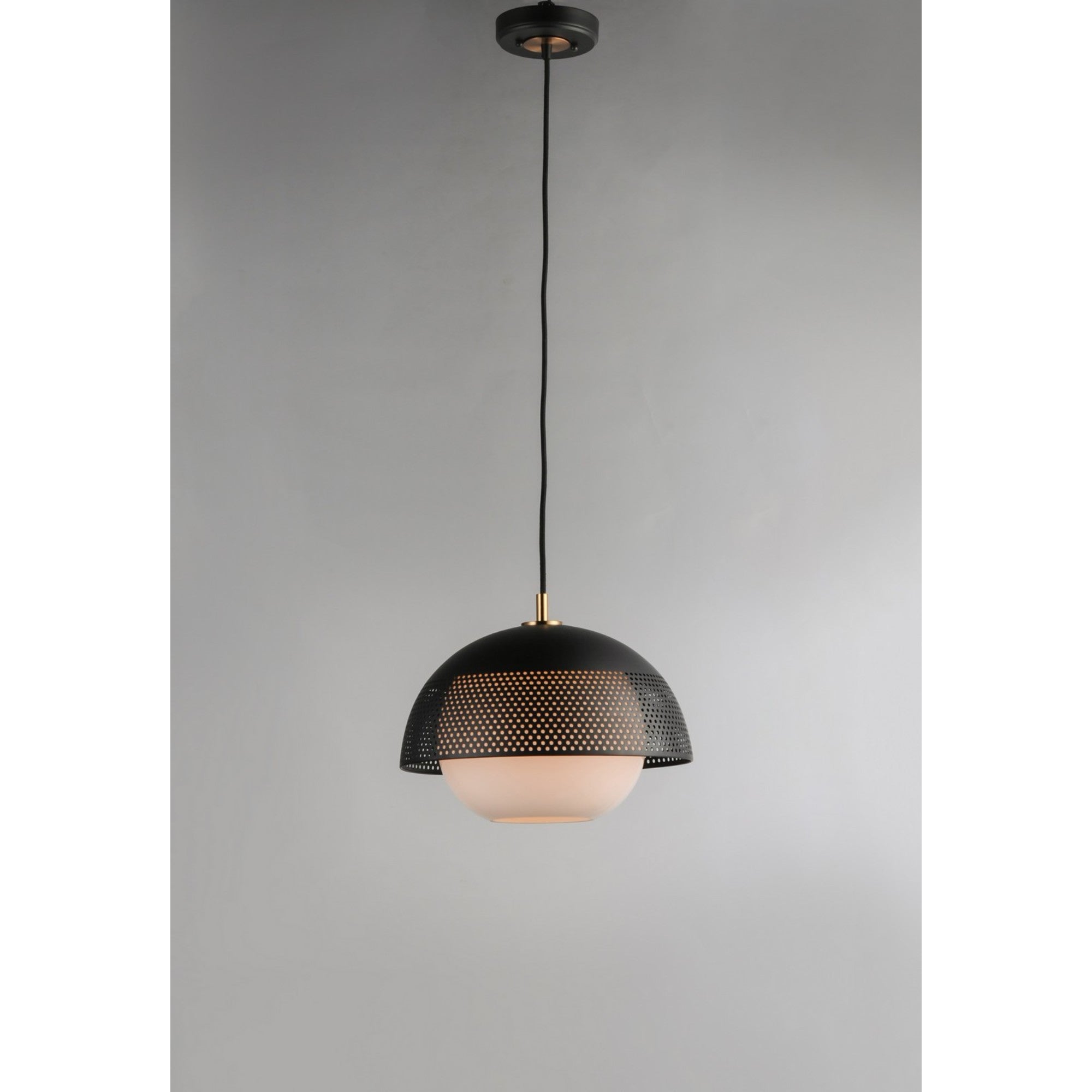 Perf 14" Pendant, Black & Satin Brass Finish - Bees Lighting
