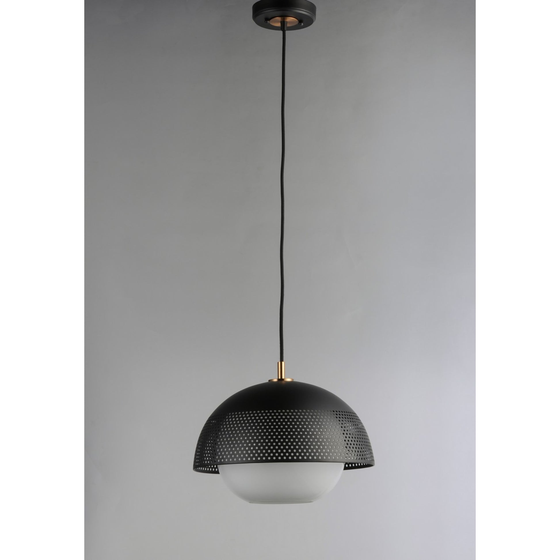 Perf 14" Pendant, Black & Satin Brass Finish - Bees Lighting
