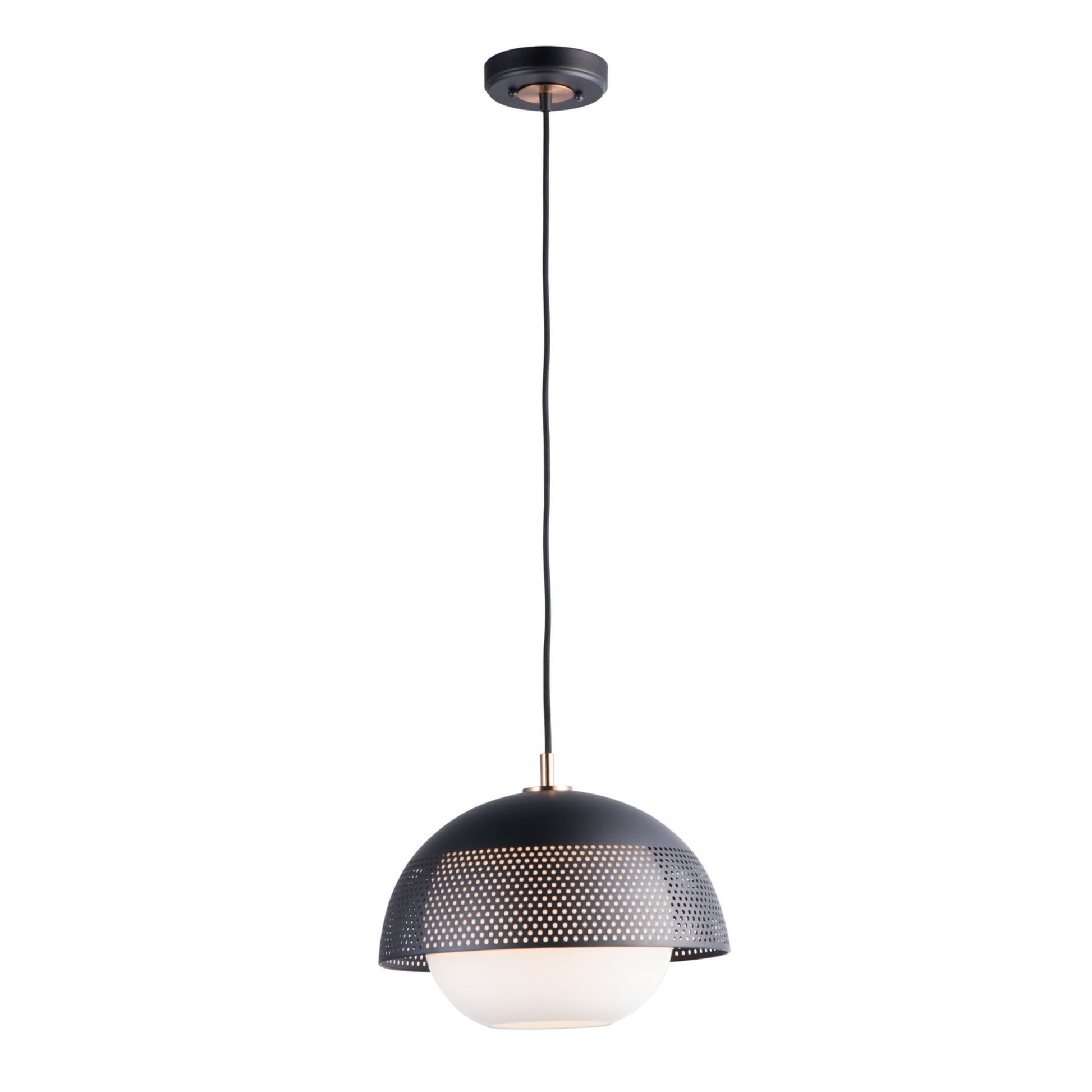 Perf 14" Pendant, Black & Satin Brass Finish - Bees Lighting
