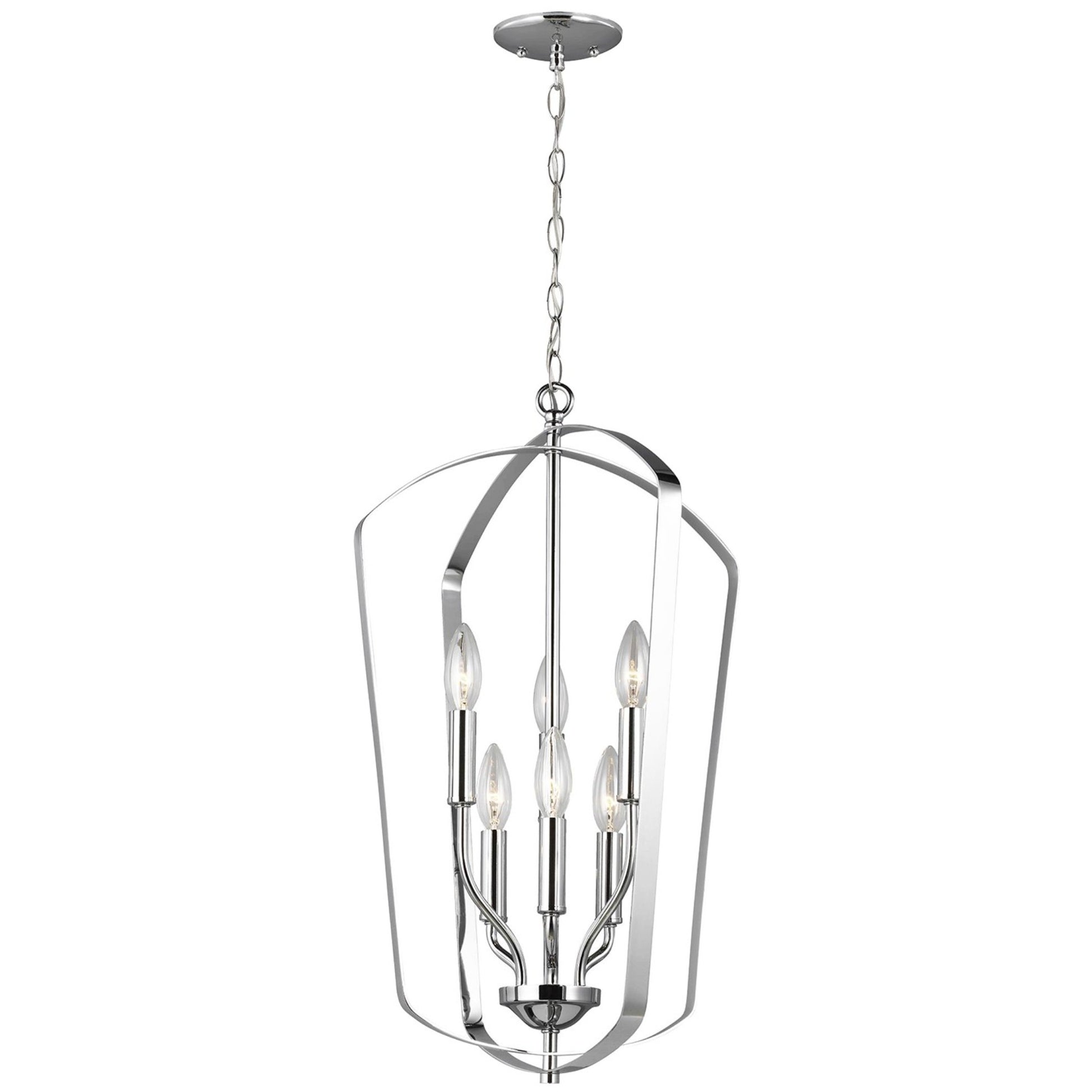 Romee 15" Medium 6-Light LED Lantern, Chrome Finish - Bees Lighting