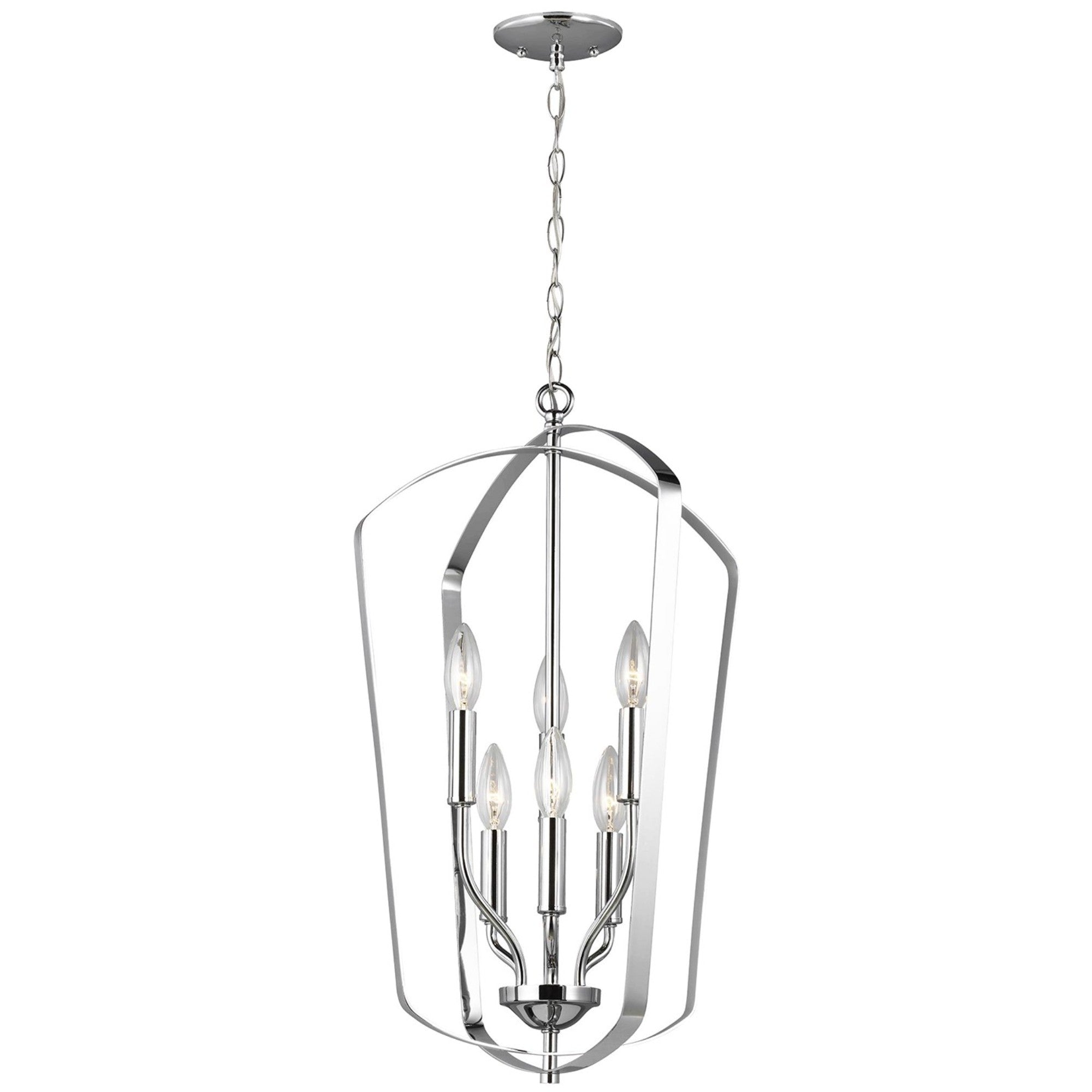 Romee 15" Medium 6-Light LED Lantern, Chrome Finish - Bees Lighting