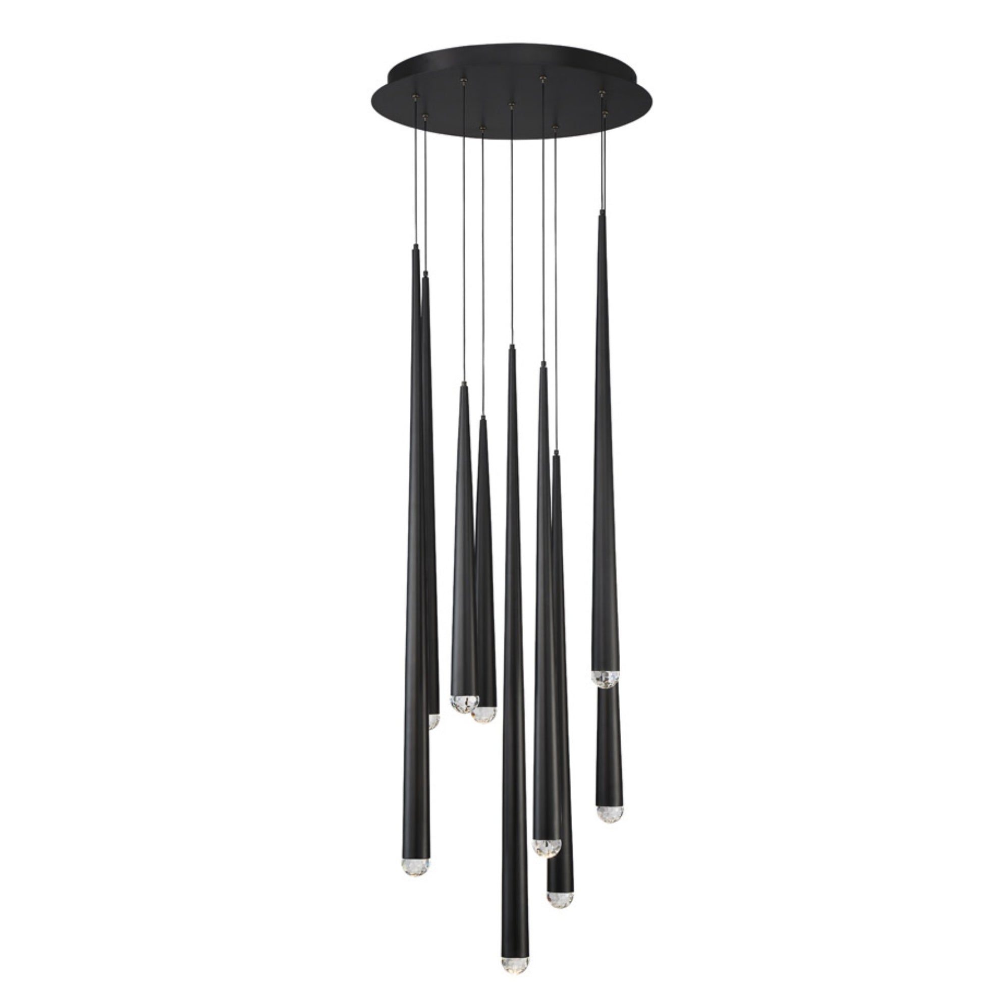 Cascade 17" 7-Light LED Pendant, Black Finish, Crystal Cap - Bees Lighting