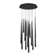 Cascade 23" 15-Light LED Pendant, Black Finish, Crystal Cap - Bees Lighting