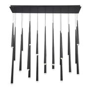 Cascade 54" 23-Light LED Pendant, Black Finish, Crystal Cap - Bees Lighting