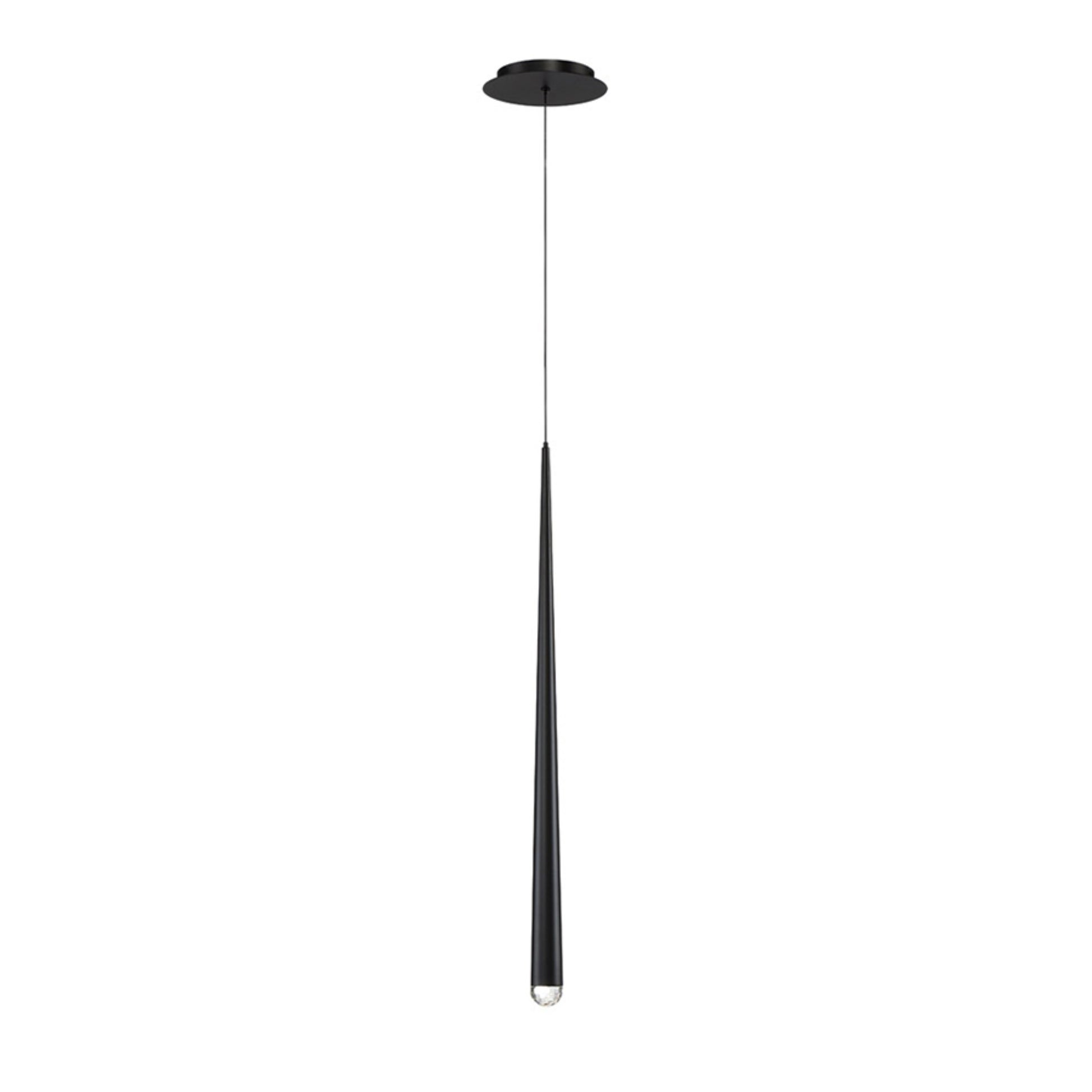 Cascade 28" LED Mini Pendant, Black Finish, Crystal Cap - Bees Lighting