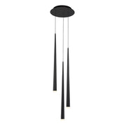 Cascade 12" 3-Light LED Pendant, Black Finish, Etched Cap - Bees Lighting