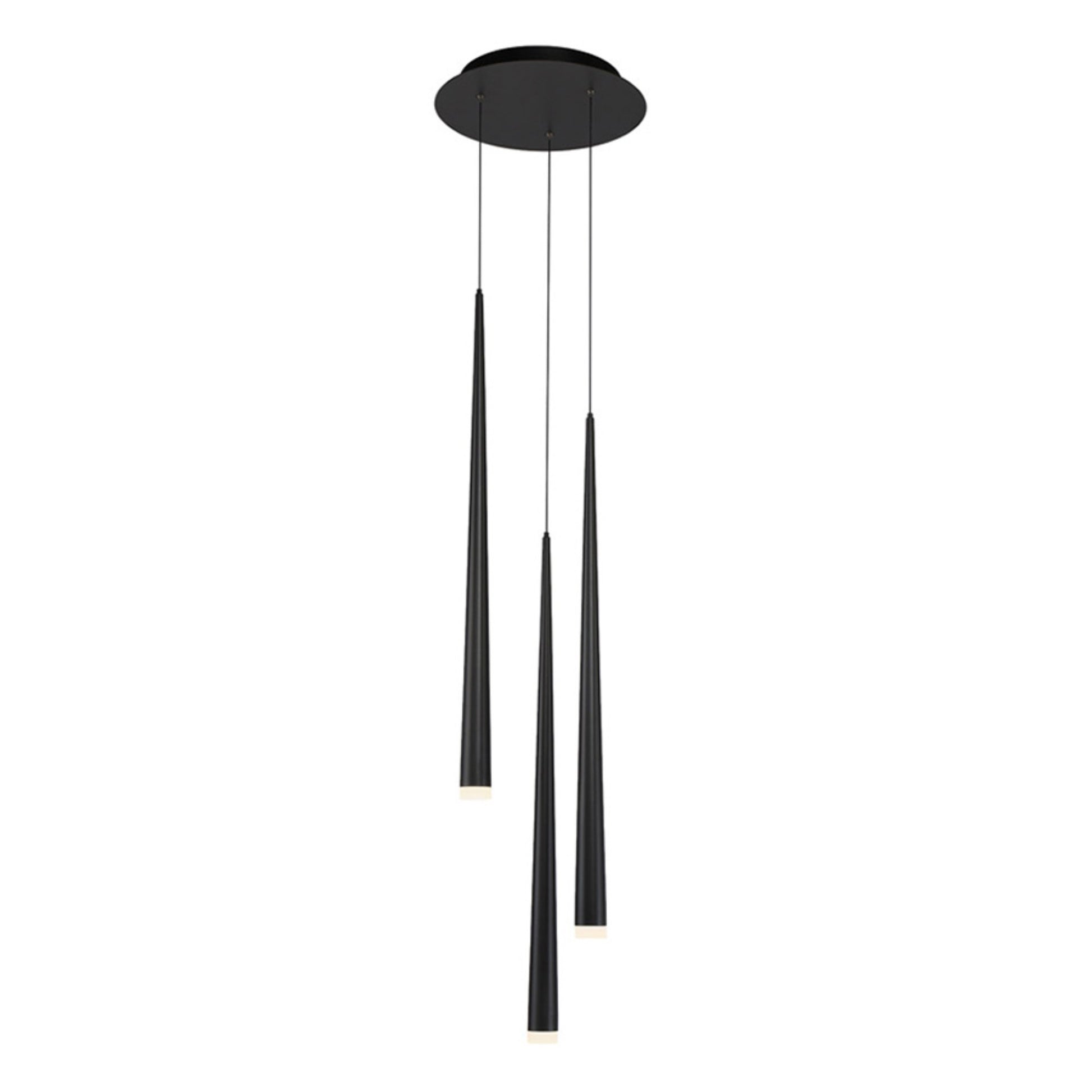 Cascade 12" 3-Light LED Pendant, Black Finish, Etched Cap - Bees Lighting
